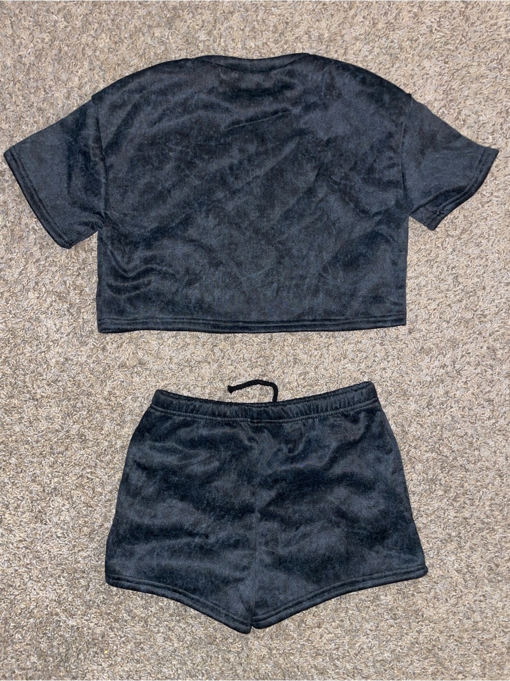 Black Two-Piece Cropped Top & High-Waist Shorts Set